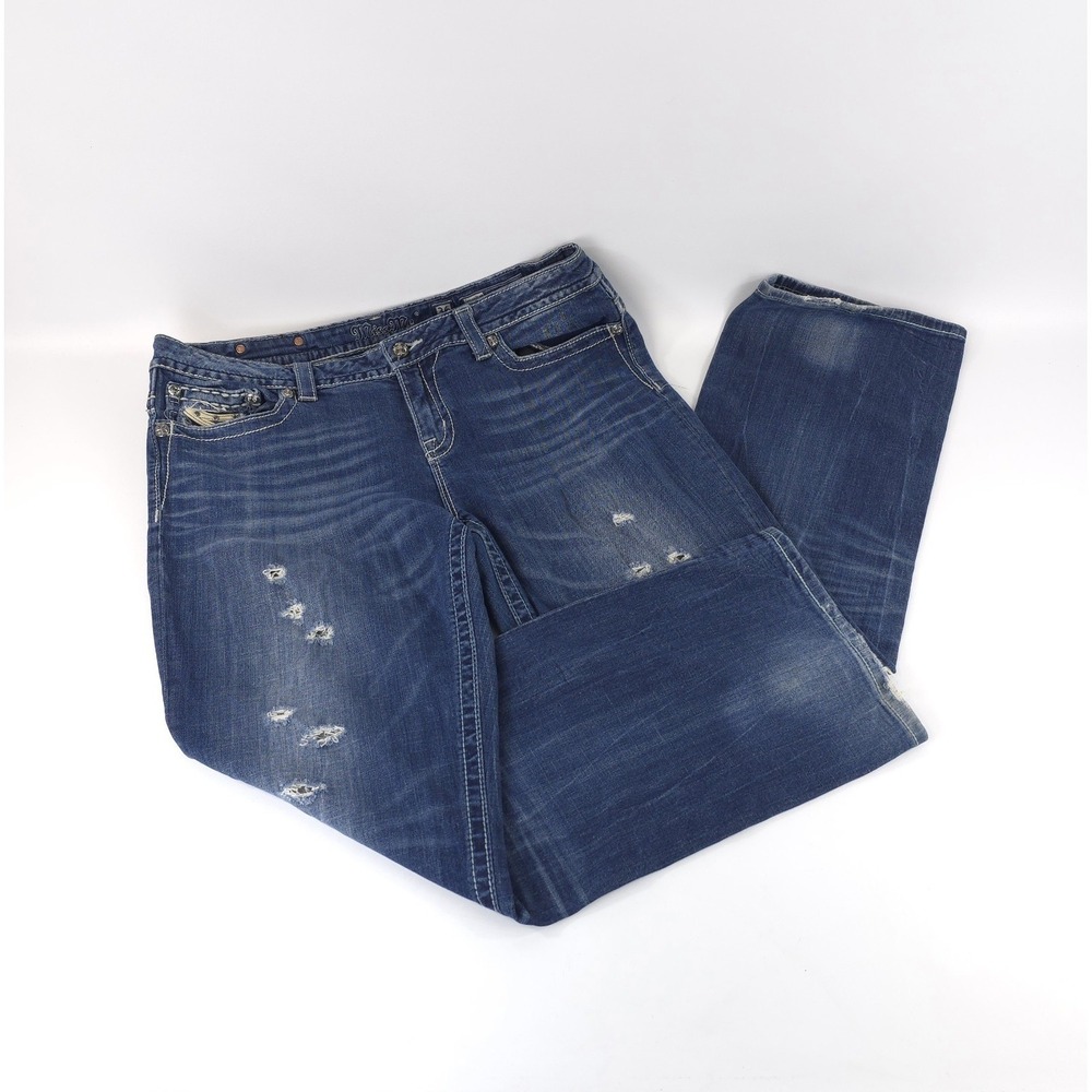Miss Me Jeans Women's Easy Bootcut Size 36X30 JE6063E4R Embroidered Bedazzled - Picture 3 of 10